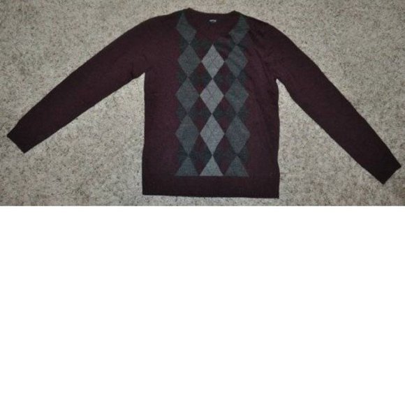 Mens Wool Blend Sweater Apt 9 Brick Red Small Merino V-Neck Long Sleeves - Picture 2 of 4